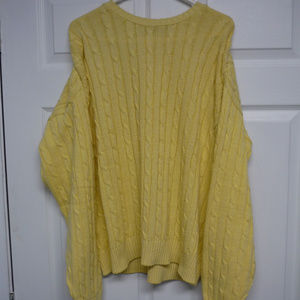 Brooks Brothers Cable Knit Yellow Striped Crewneck